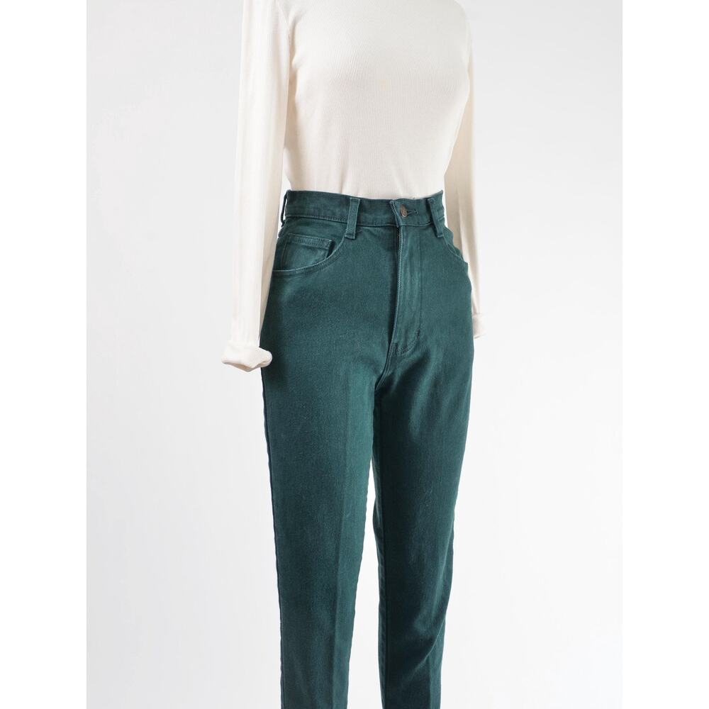 Vintage 90s Jordache High Waisted Green Cotton Spandex Skinny Mom Jeans S - Picture 3 of 8